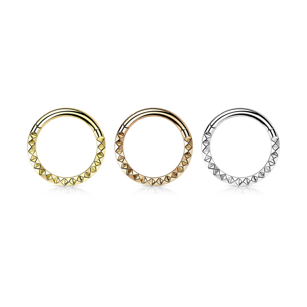Titanio Anello Piercing Dentellatura a piramide Clicker