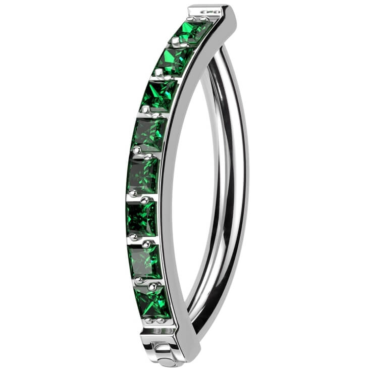 Titanio Anello Piercing Zirconi incastonati Clicker