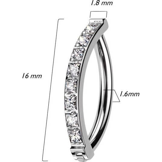 Titanio Anello Piercing Zirconi incastonati Clicker