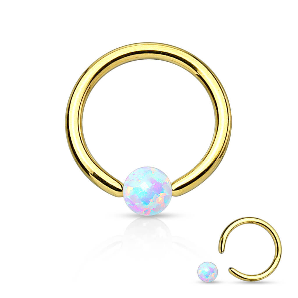 Anello Piercing Sfera in opale Perla Prigioniera