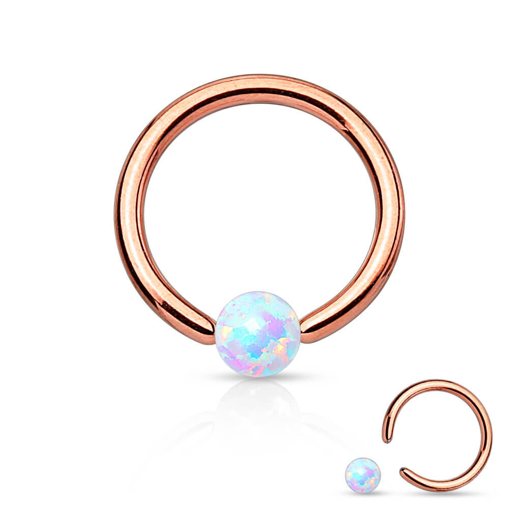 Anello Piercing Sfera in opale Perla Prigioniera