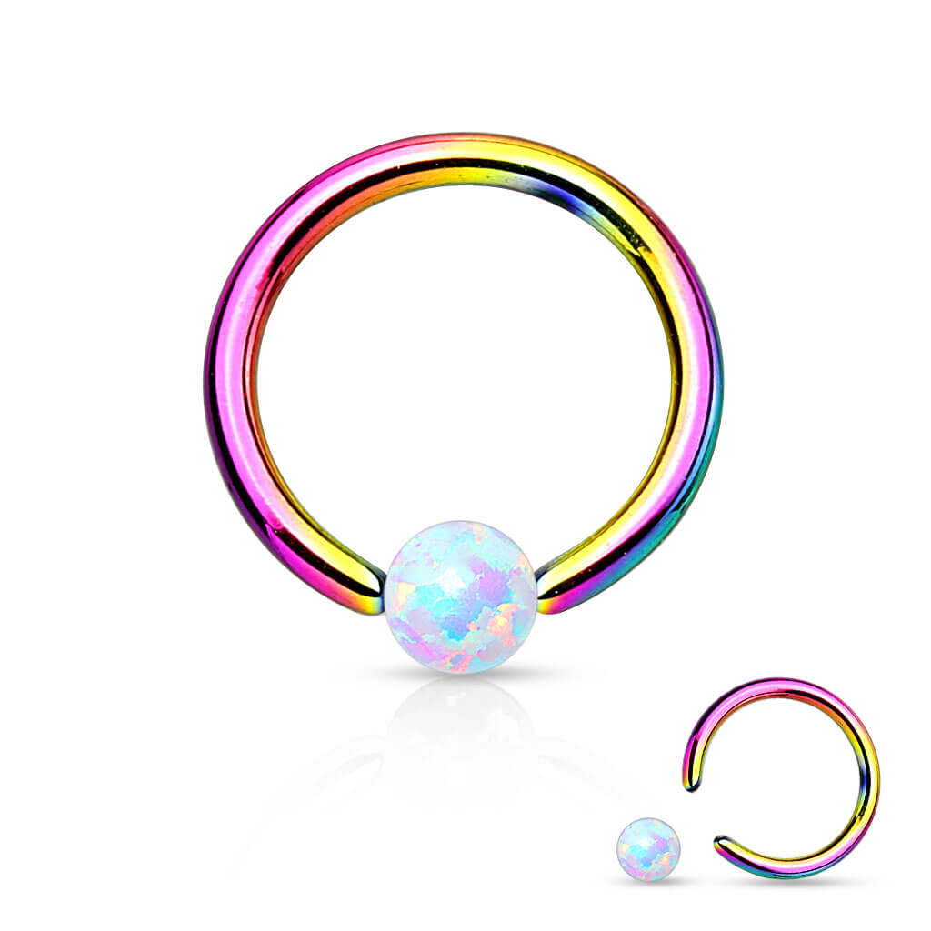 Anello Piercing Sfera in opale Perla Prigioniera