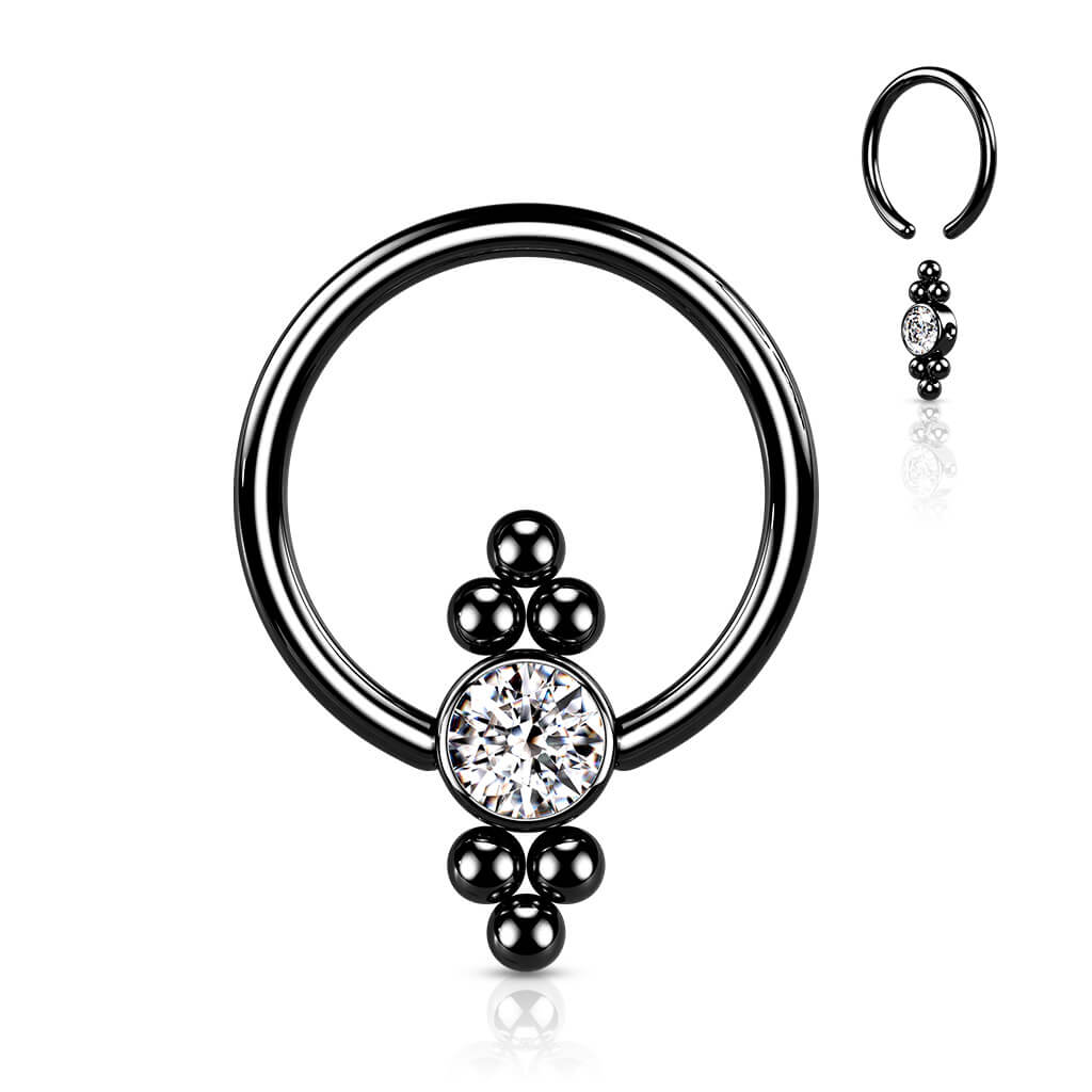 Ring Kugel Flach Zirkonia Klemmkugelring