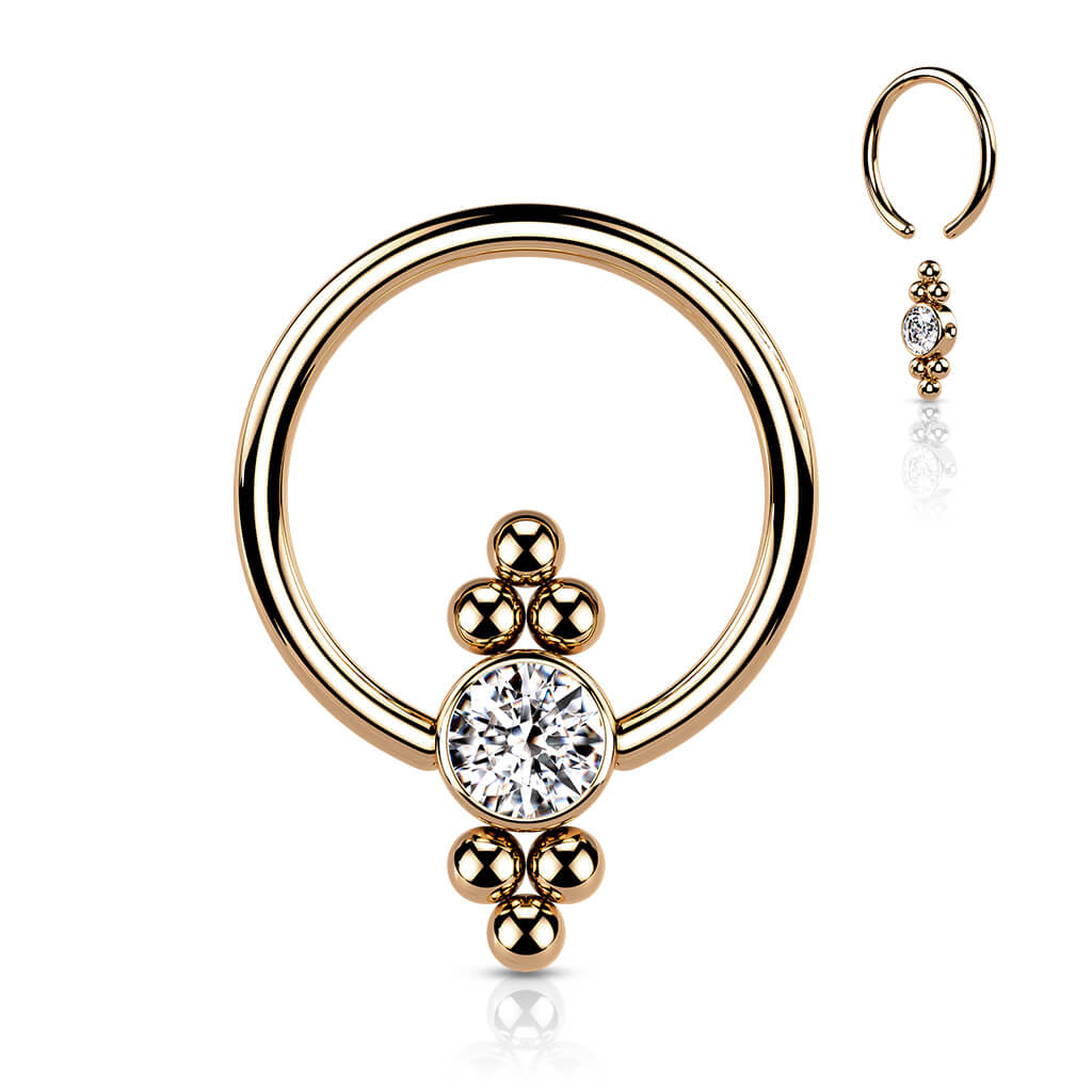 Ring Kugel Flach Zirkonia Klemmkugelring