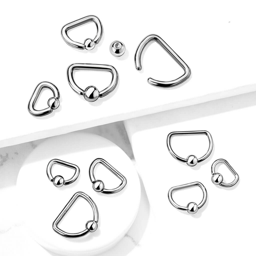 Anello Piercing Anello forma "D" d´argento Perla Prigioniera