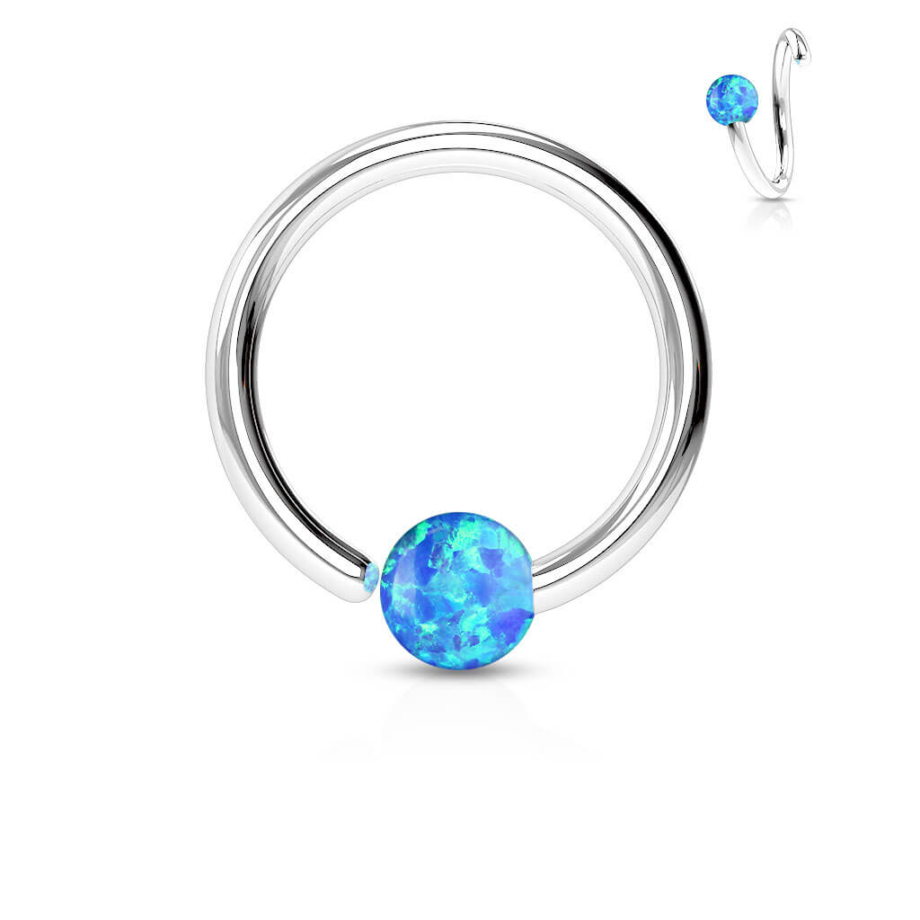 Anillo Bola Ópalo Plata Flexible