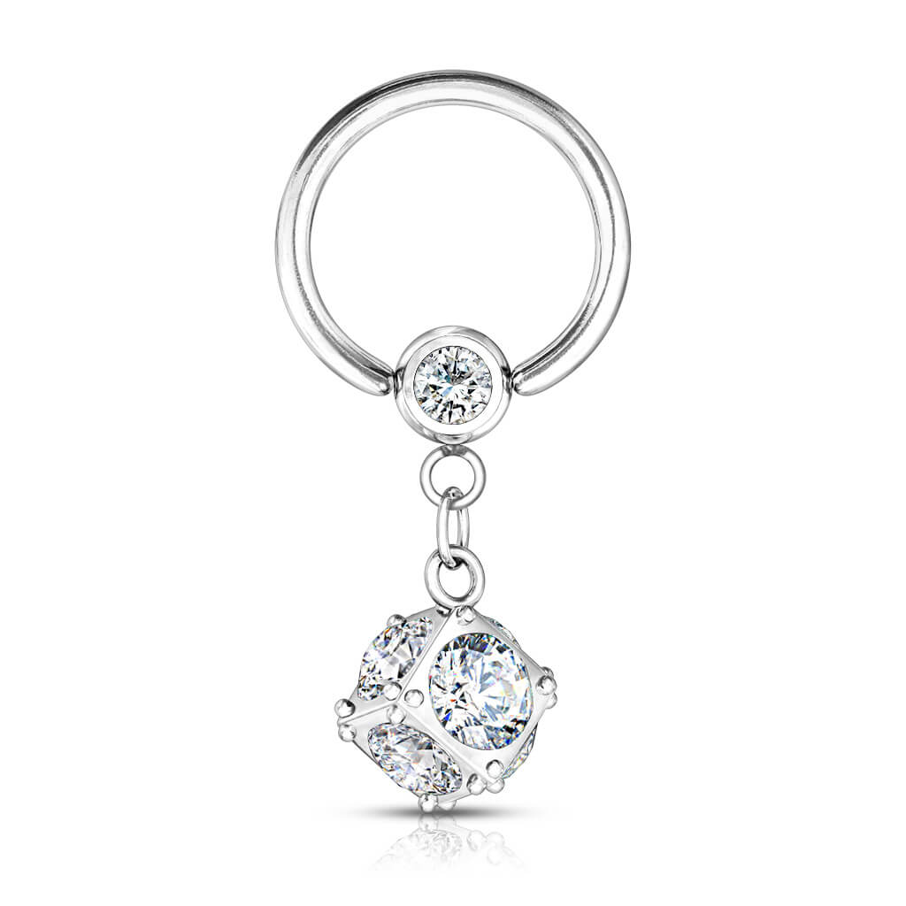 Anillo Bola Circonitas colgante Plata Cierre de bola