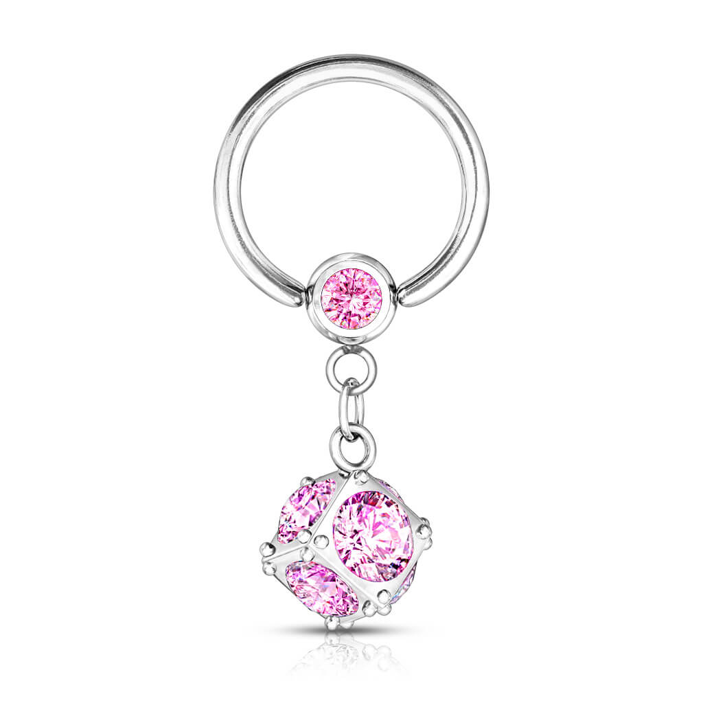 Anillo Bola Circonitas colgante Plata Cierre de bola