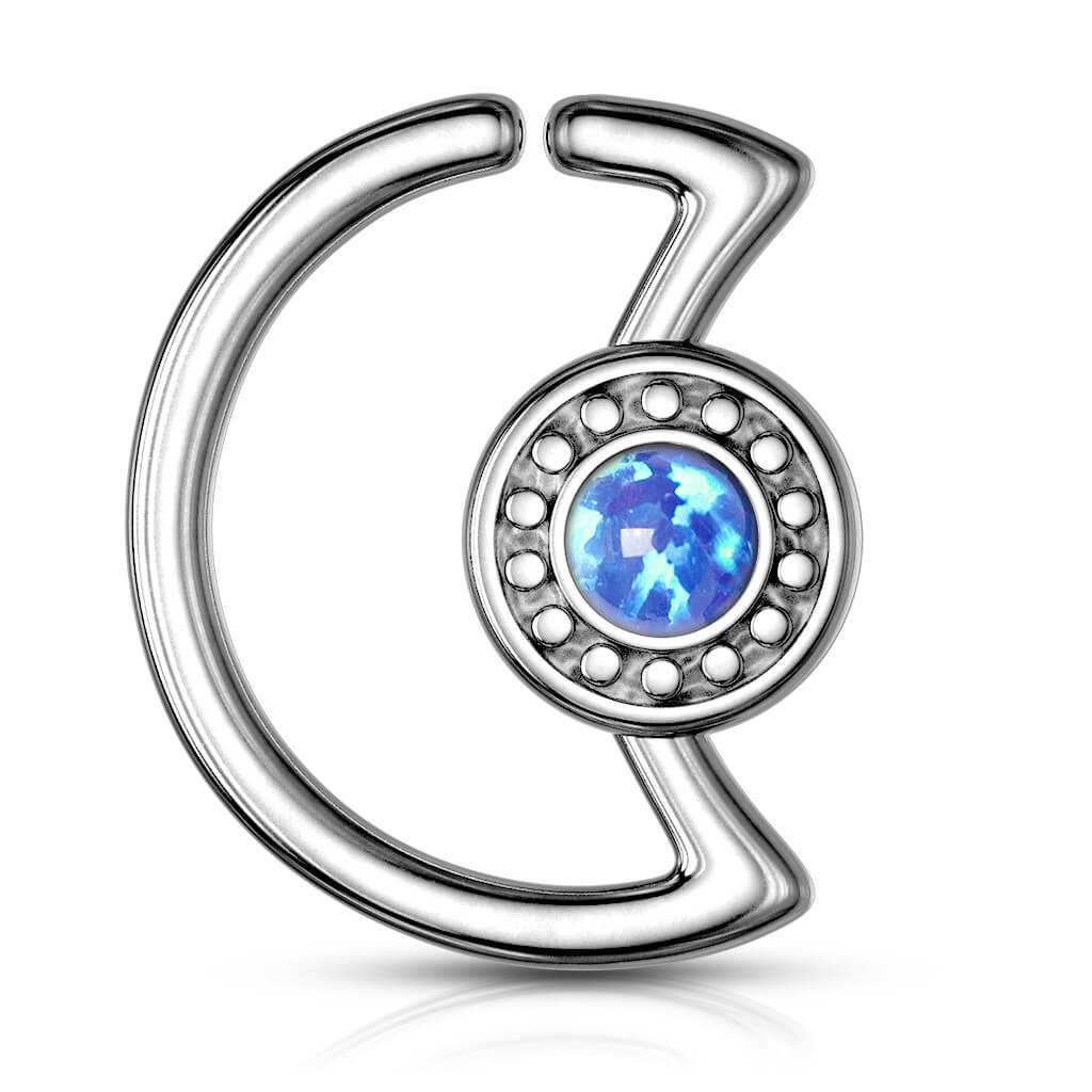 Anello Piercing Luna con opale Pieghevole