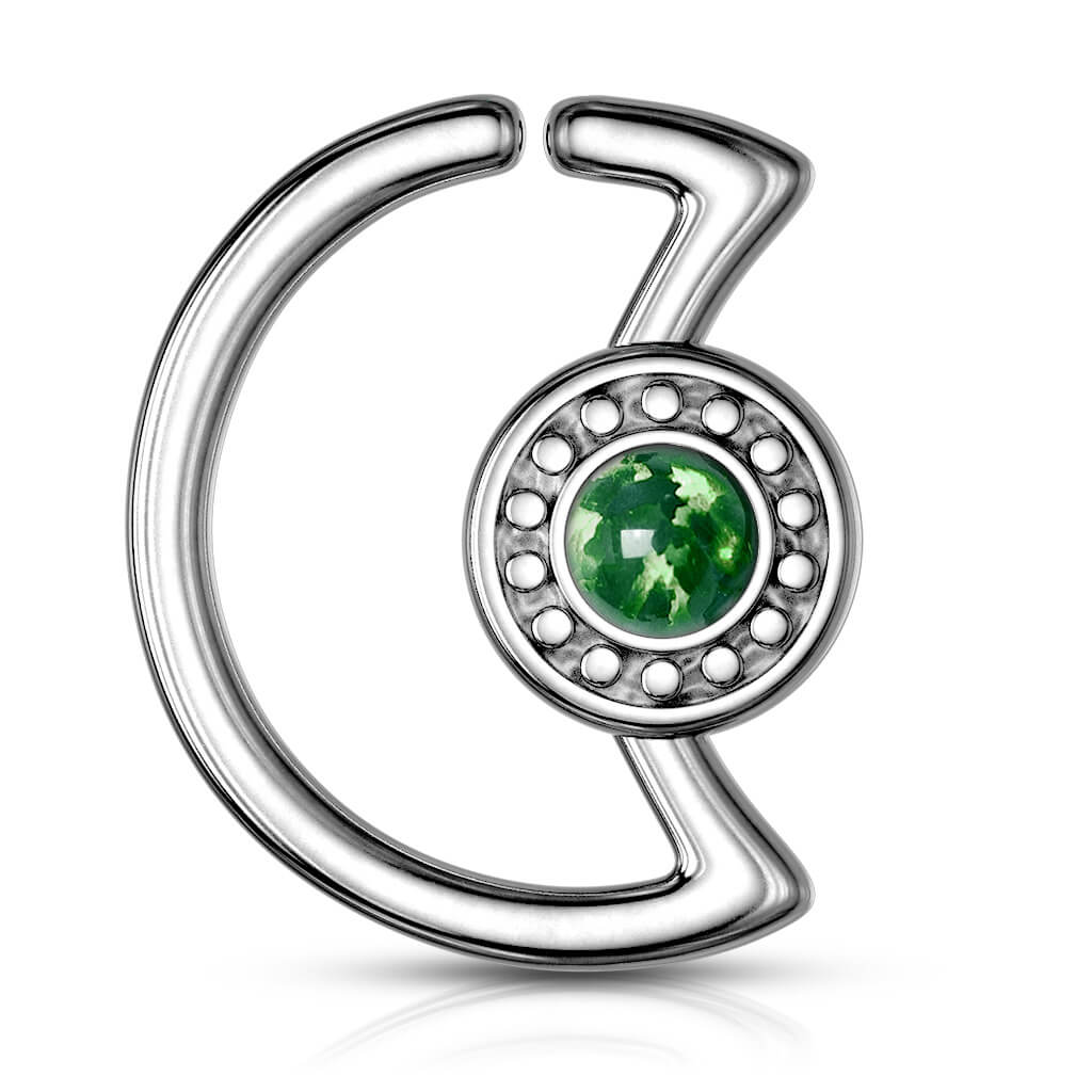 Anello Piercing Luna con opale Pieghevole