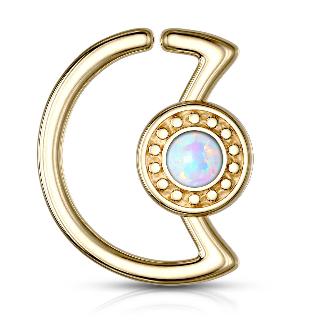 Anello Piercing Luna con opale Pieghevole