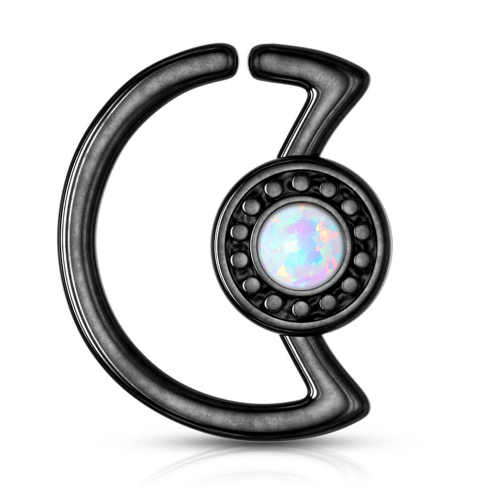 Anello Piercing Luna con opale Pieghevole