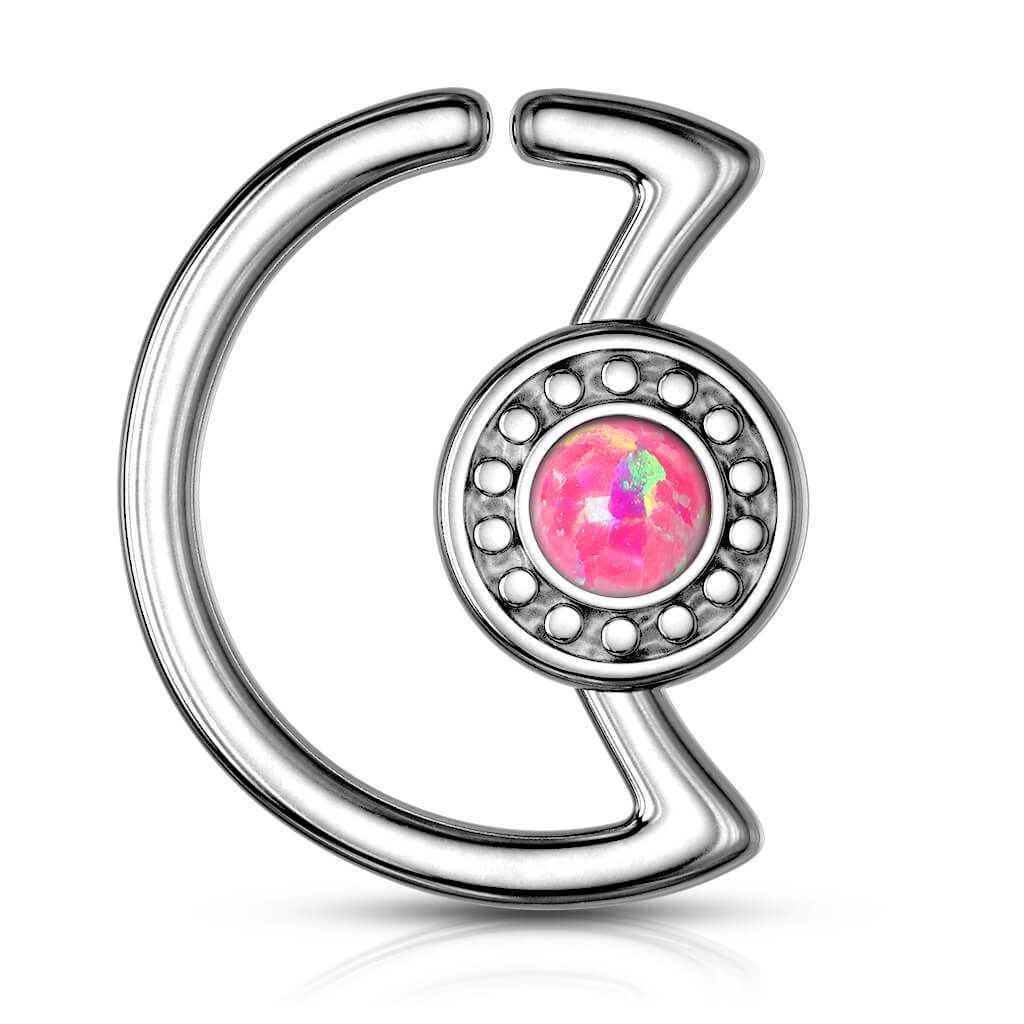 Anello Piercing Luna con opale Pieghevole