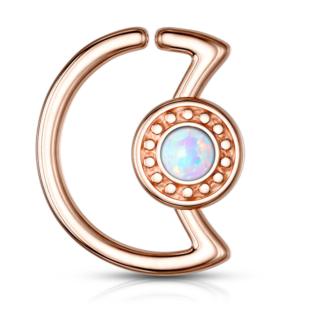 Anello Piercing Luna con opale Pieghevole