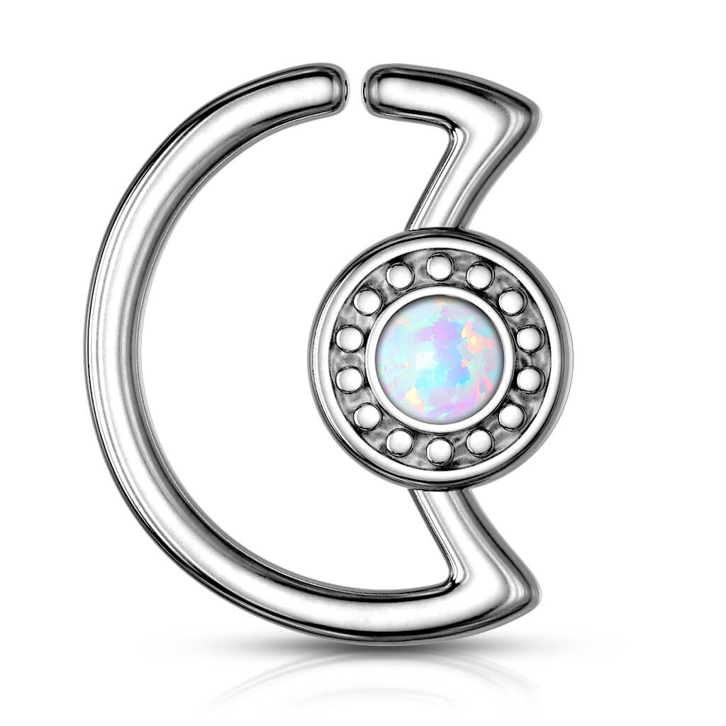 Anello Piercing Luna con opale Pieghevole