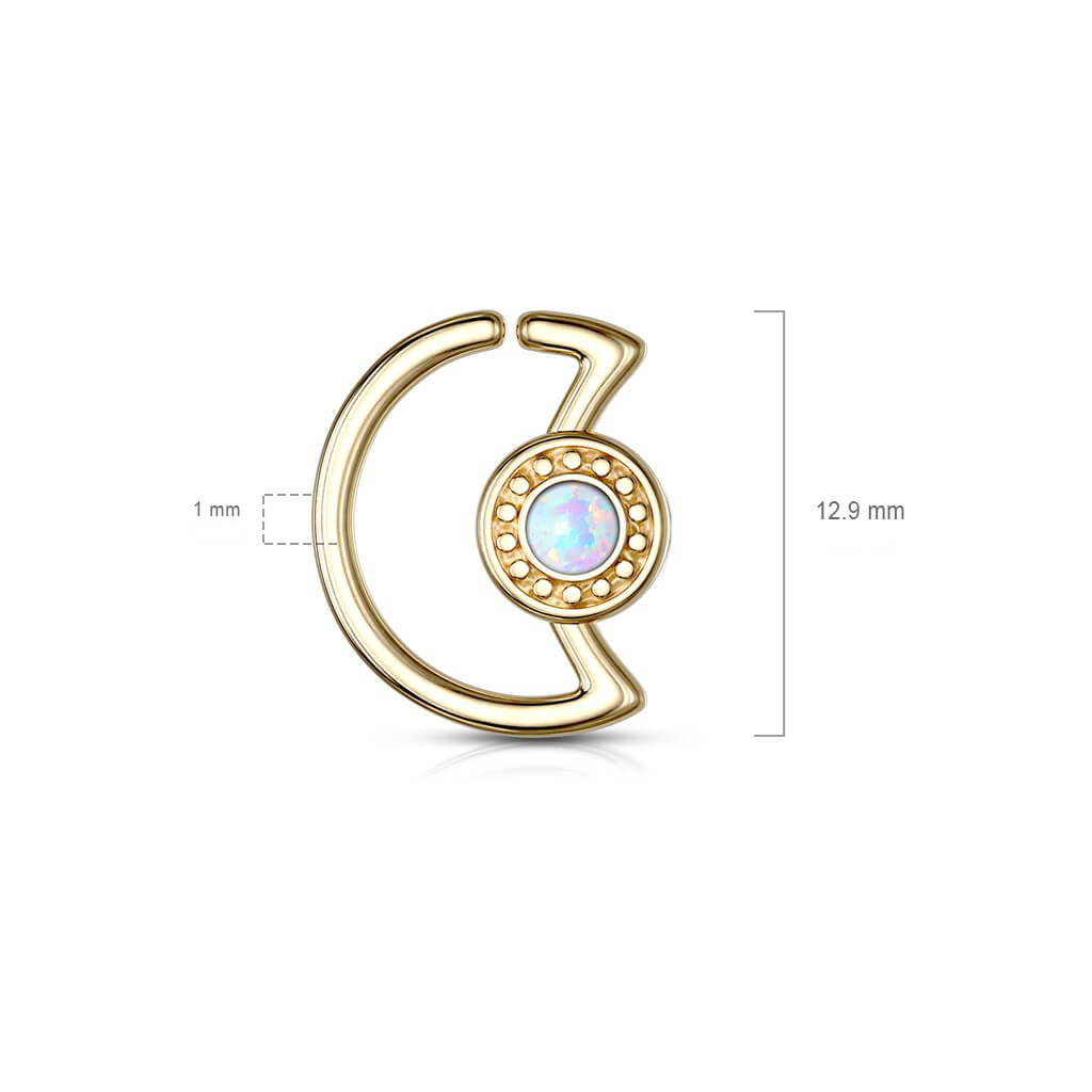Anello Piercing Luna con opale Pieghevole
