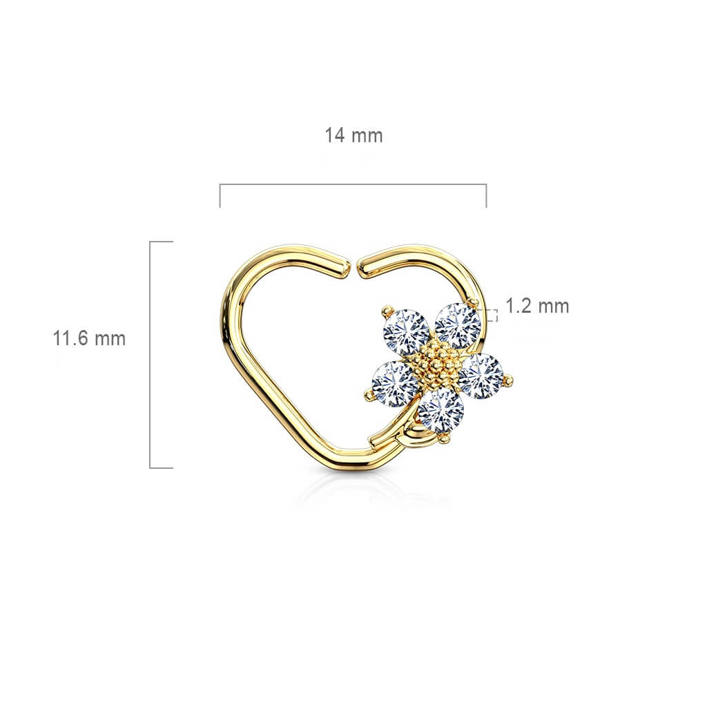 Ring Heart Flower Zirconia Bendable