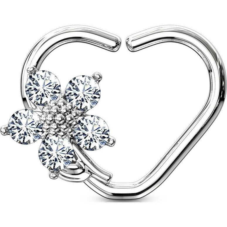 Ring Heart Flower Zirconia Bendable
