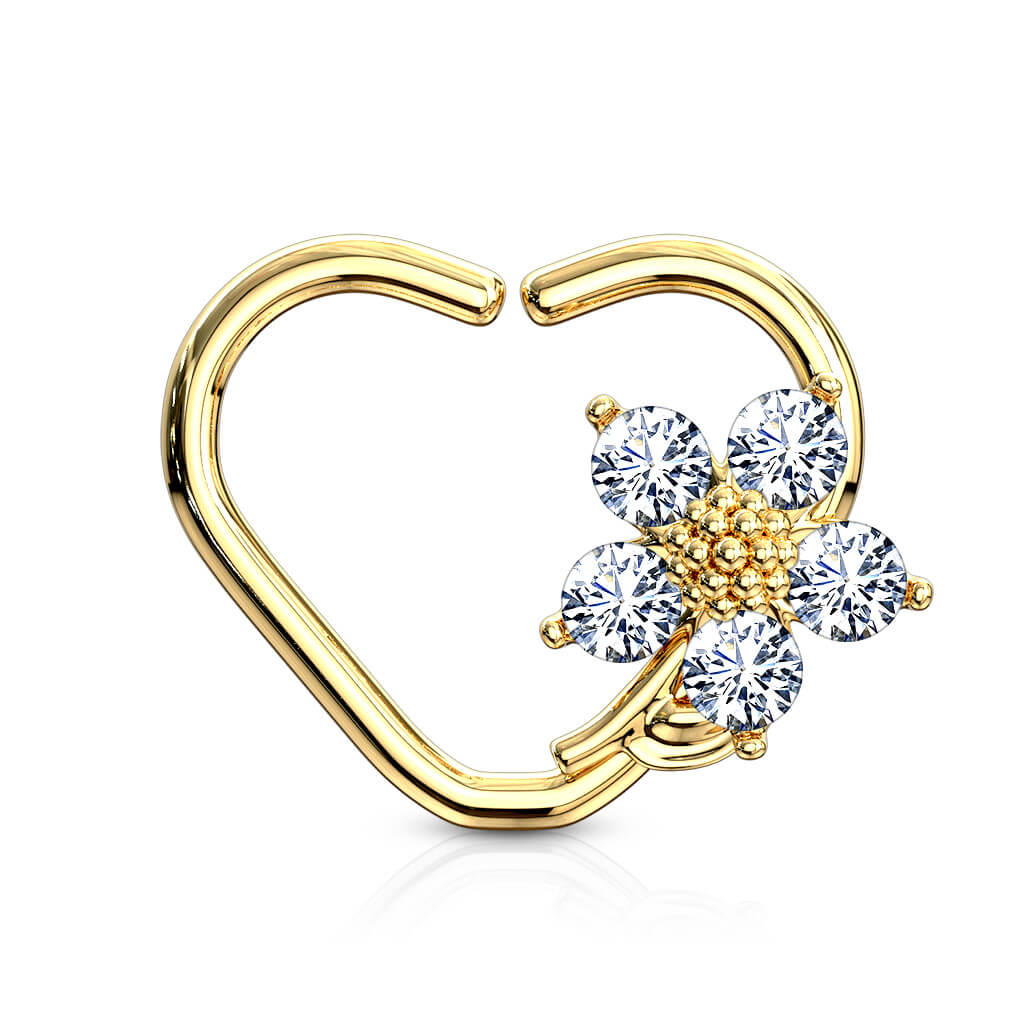 Ring Heart Flower Zirconia Bendable