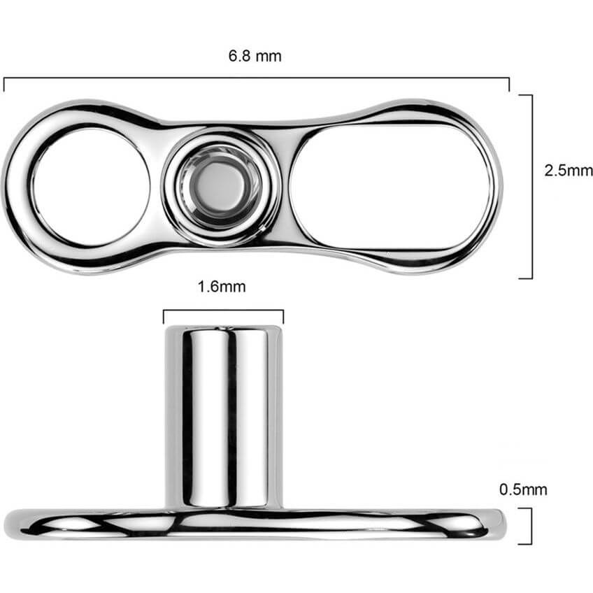 Titanium dermal anchor base 2 holes