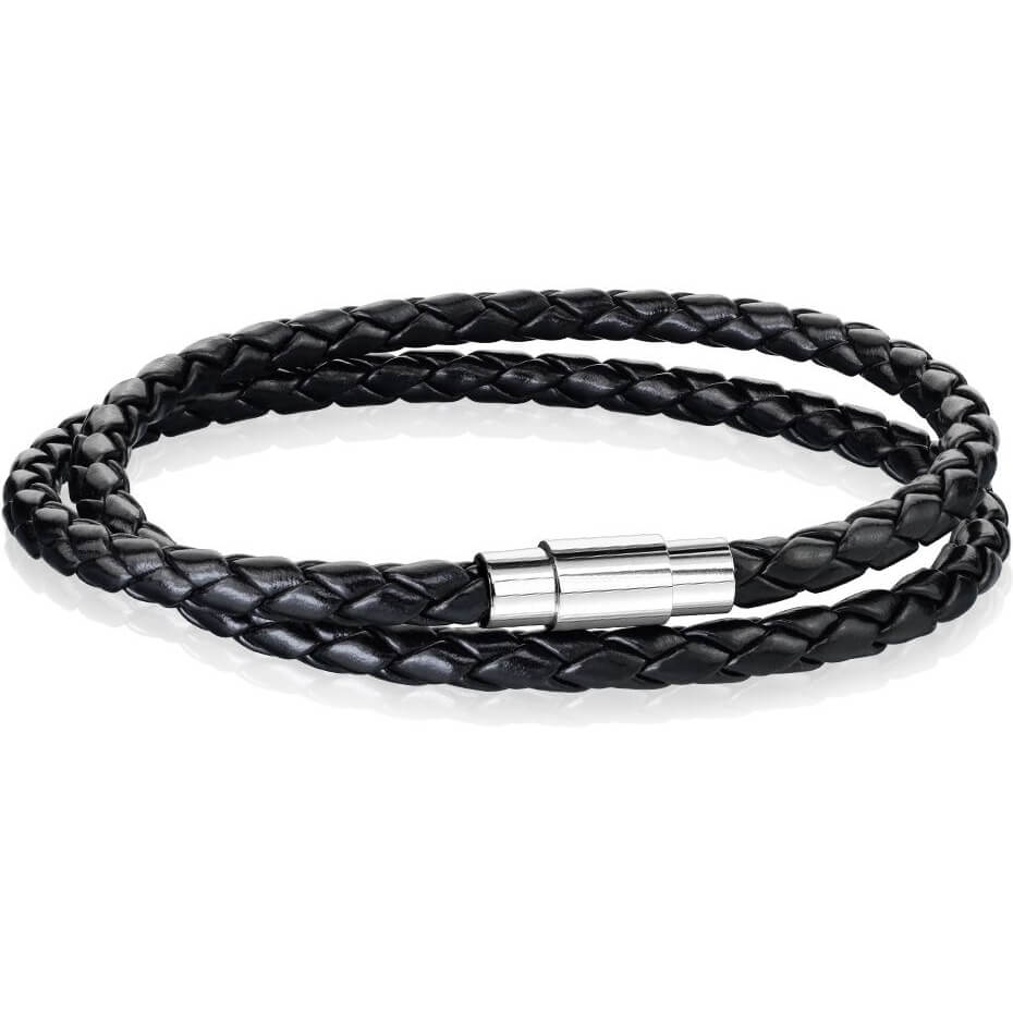 Double Row Black Braided Silver Claps Magnet