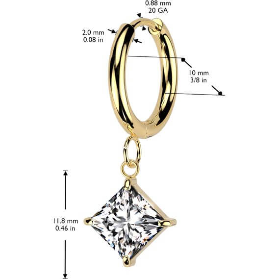 square zirconia dangle