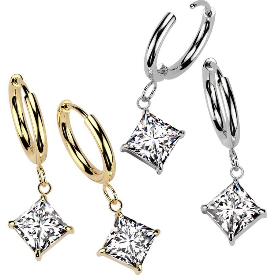 square zirconia dangle