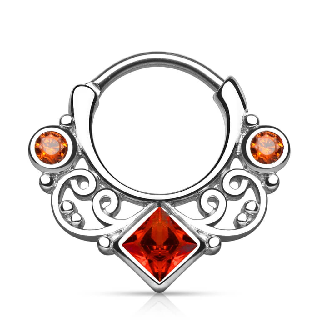 Septum Piercing Clicker Quadrat Zirkonia Silber Clicker