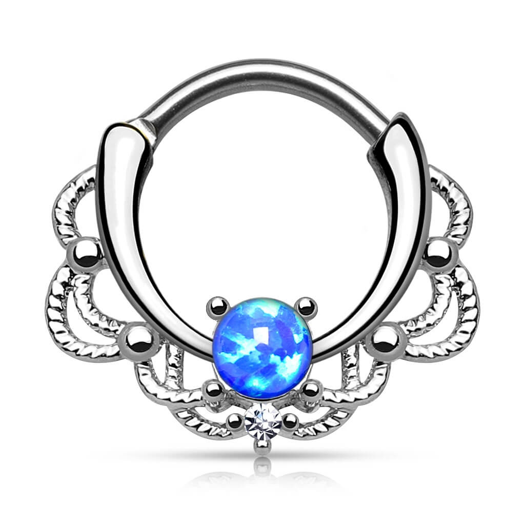 Piercing Septum Clicker argento con opale Clicker