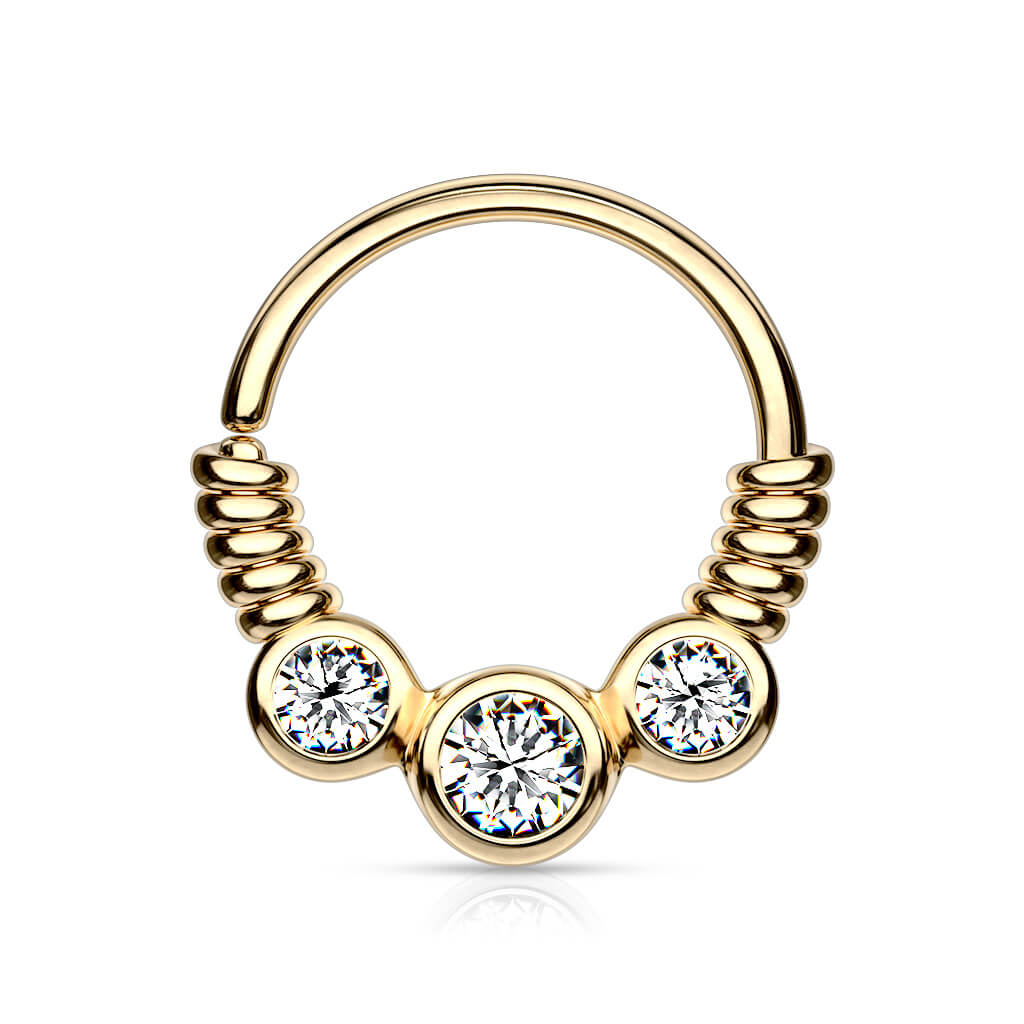 Anillo 3 Circonita alambre en espiral Flexible