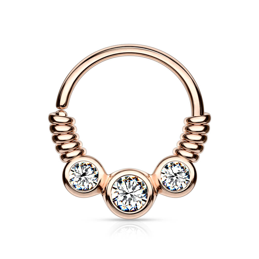 Anillo 3 Circonita alambre en espiral Flexible