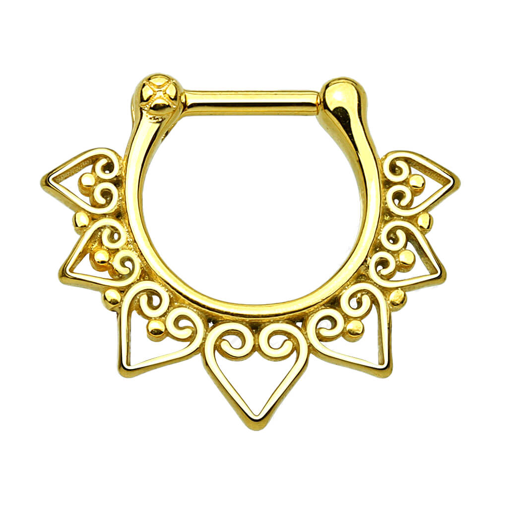 Septum Piercing Clicker Tribal Corazón Clicker