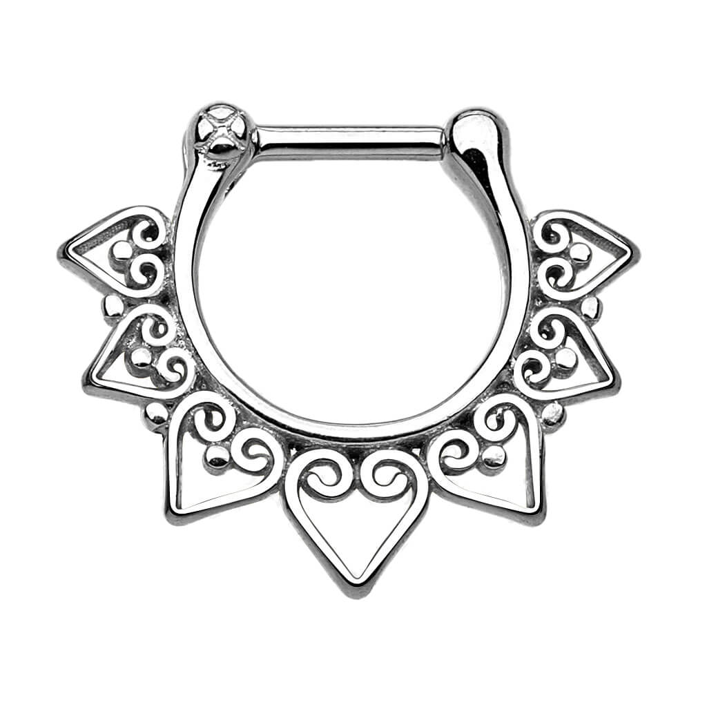 Septum Piercing Clicker Tribal Corazón Clicker