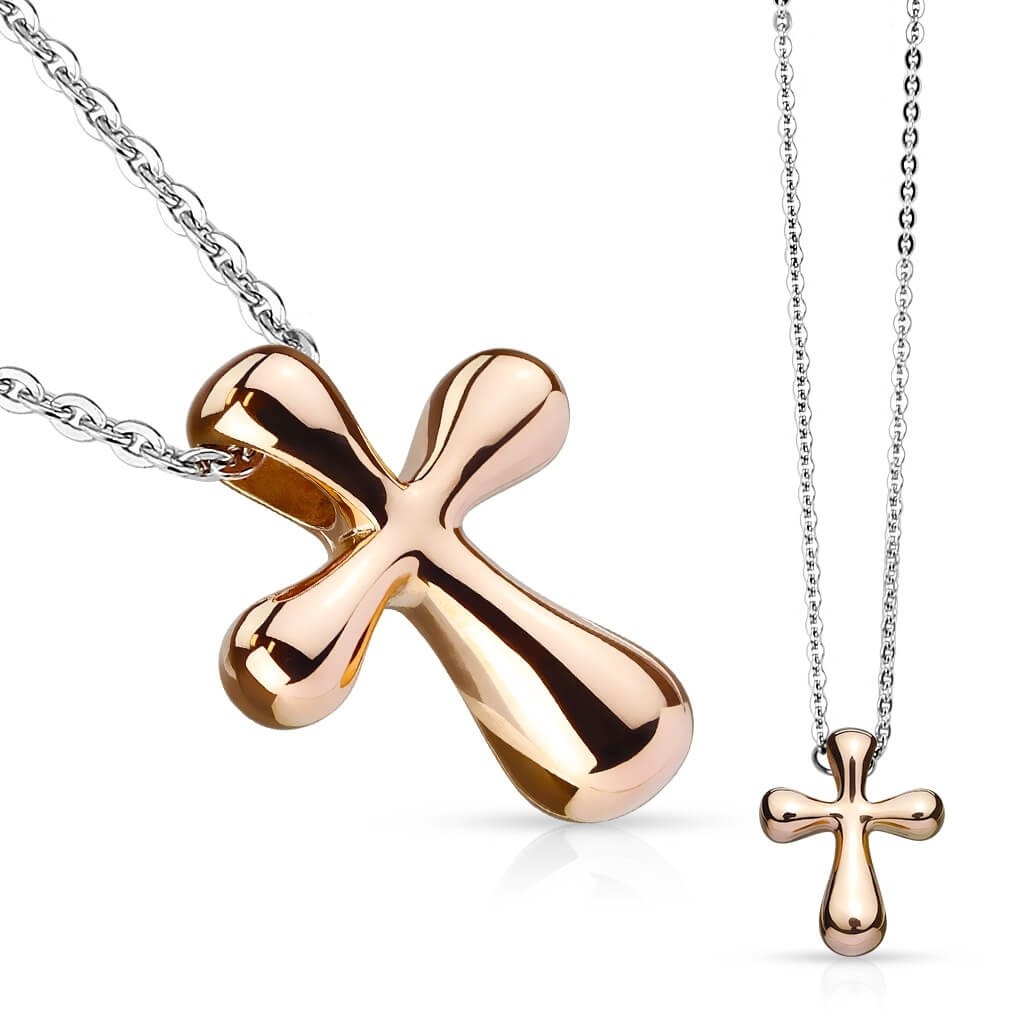 Cruz redonda de oro rosa