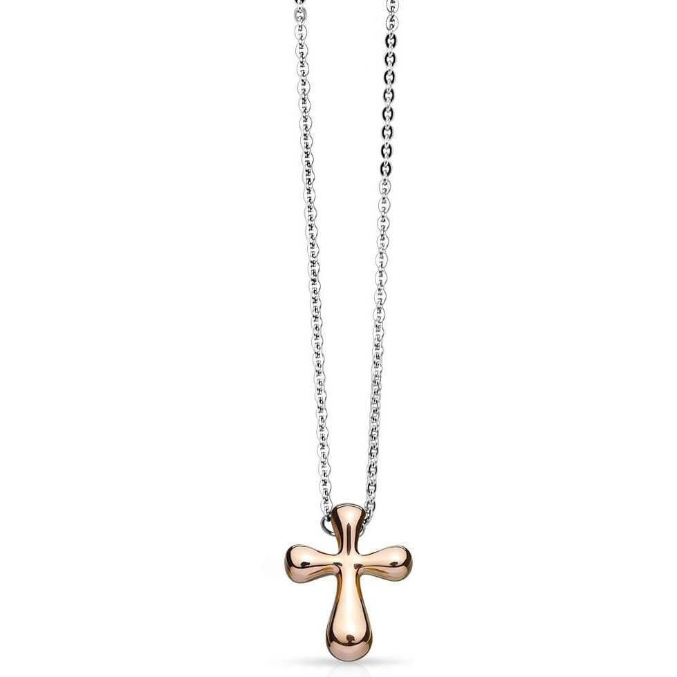 Cruz redonda de oro rosa