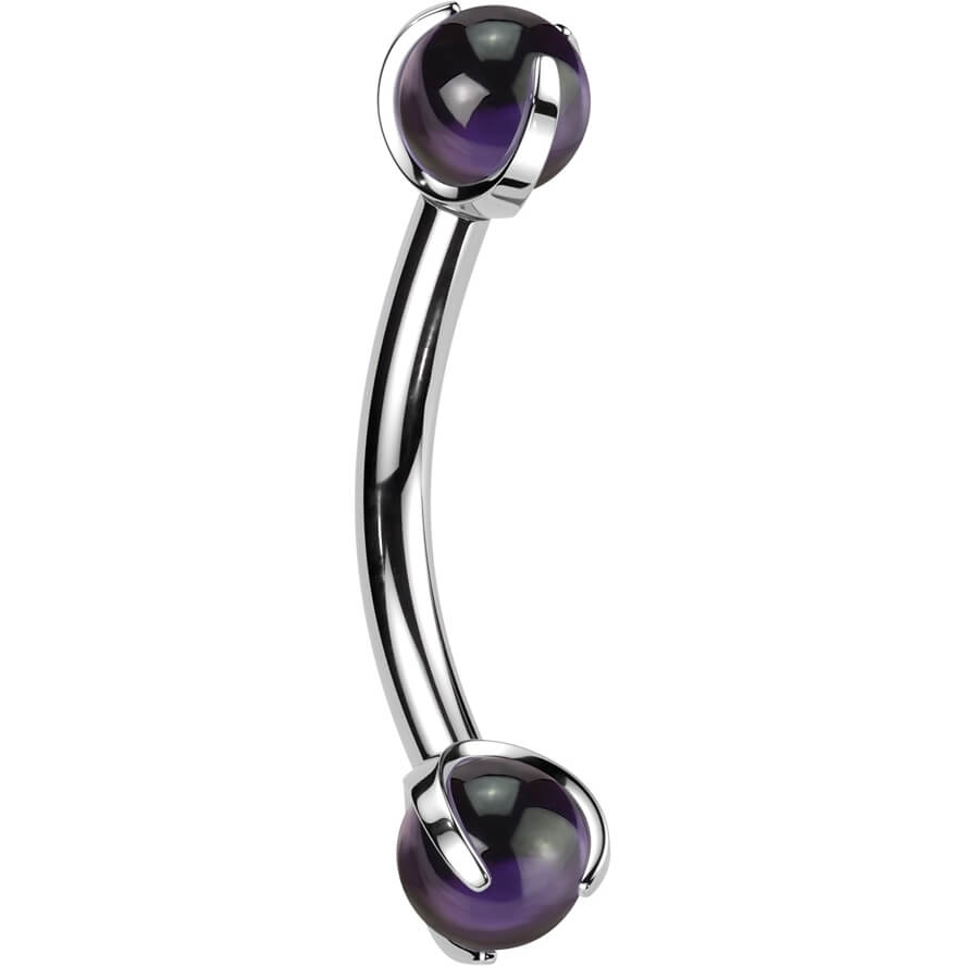 Barbell Curvo Bolas en piedra natural Rosca interna