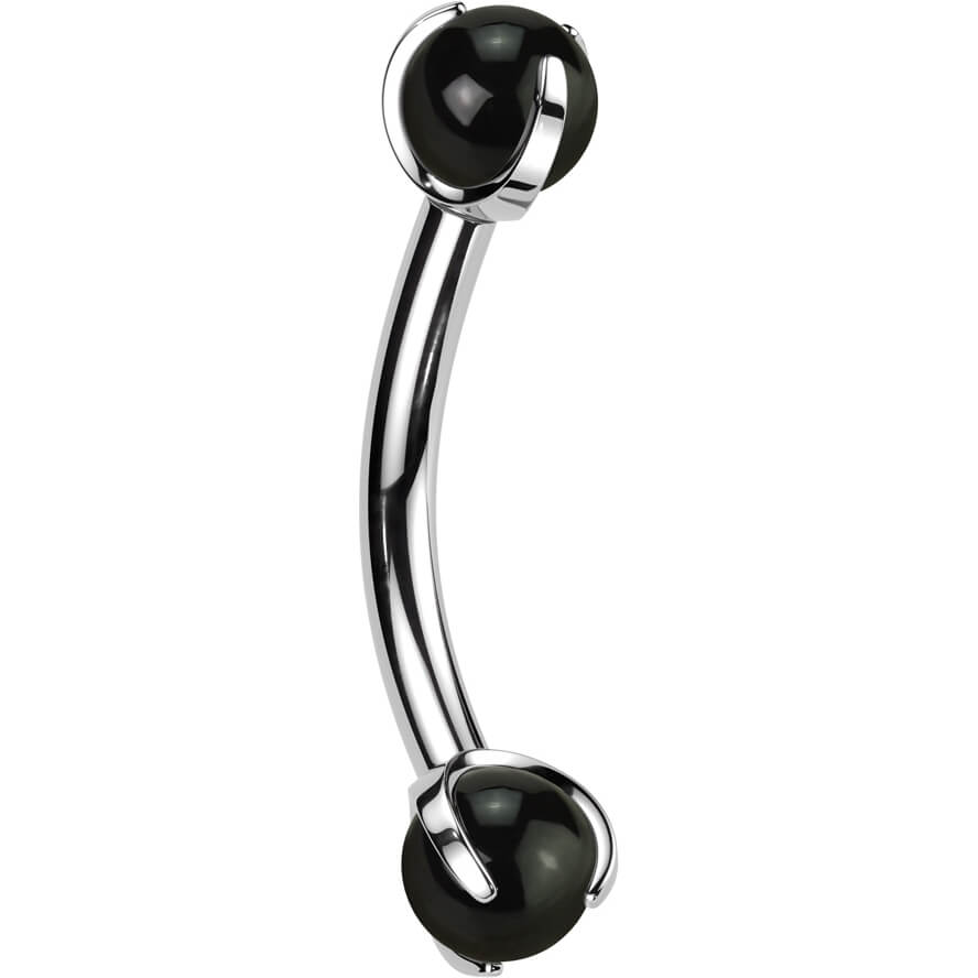 Barbell Curvo Bolas en piedra natural Rosca interna