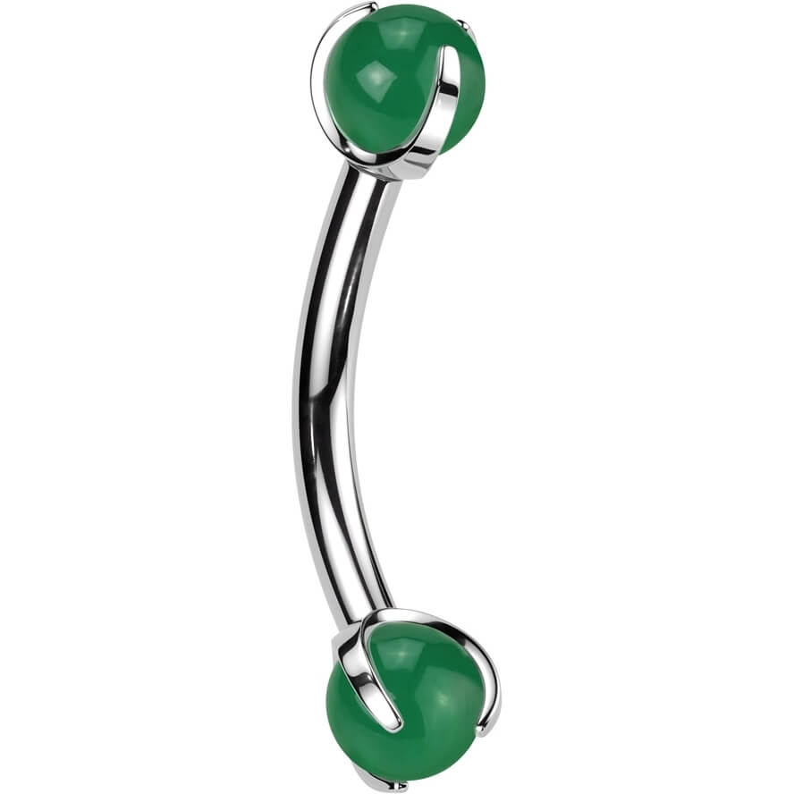 Barbell Curvo Bolas en piedra natural Rosca interna