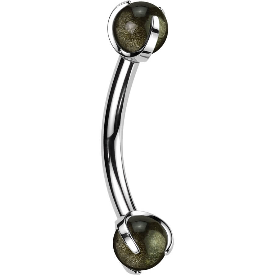 Barbell Curvo Bolas en piedra natural Rosca interna