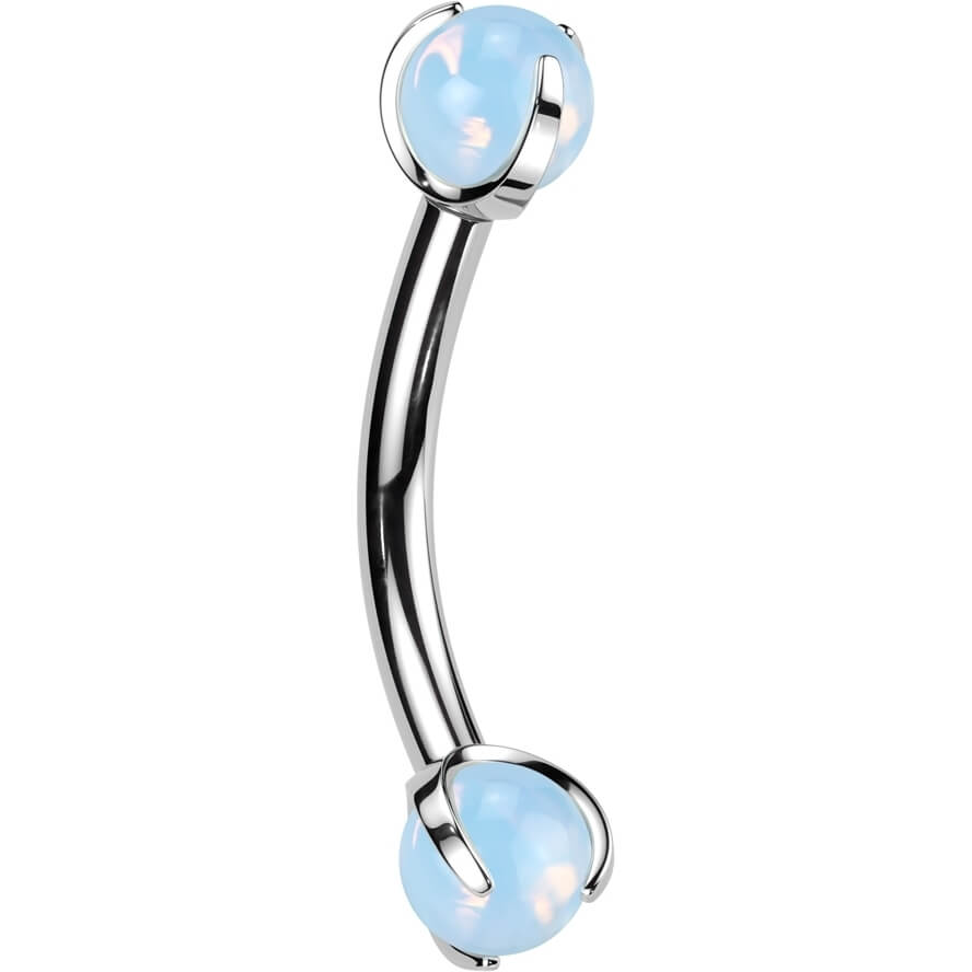 Barbell Curvo Bolas en piedra natural Rosca interna