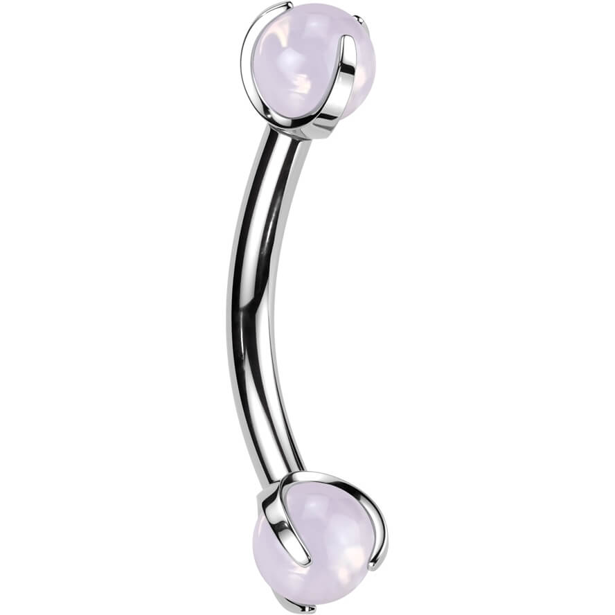 Barbell Curvo Bolas en piedra natural Rosca interna