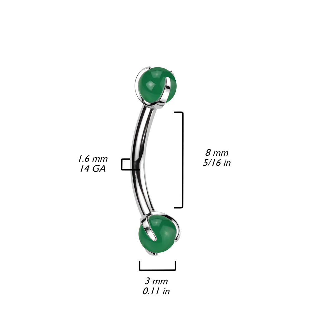 Barbell Curvo Bolas en piedra natural Rosca interna