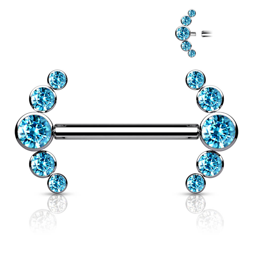 Titan Nippelpiercing 5 Zirkonia Silber Innengewinde