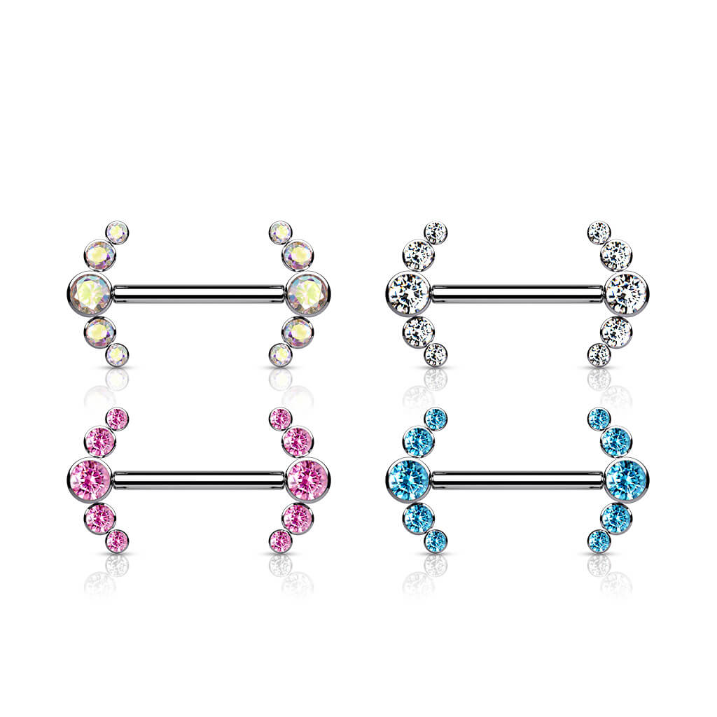 Titan Nippelpiercing 5 Zirkonia Silber Innengewinde