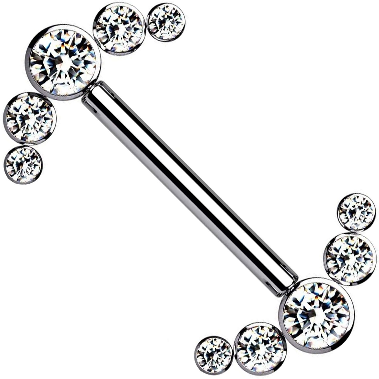 Titan Nippelpiercing 5 Zirkonia Silber Innengewinde