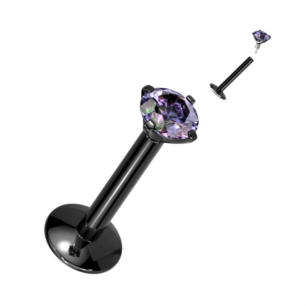 Titane Labret Zircone Filetage Interne