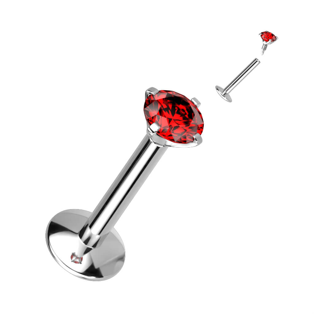 Titane Labret Zircone Filetage Interne