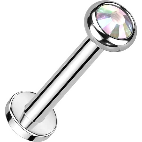 Titanium Labret Zirconia Opal Internally Threaded