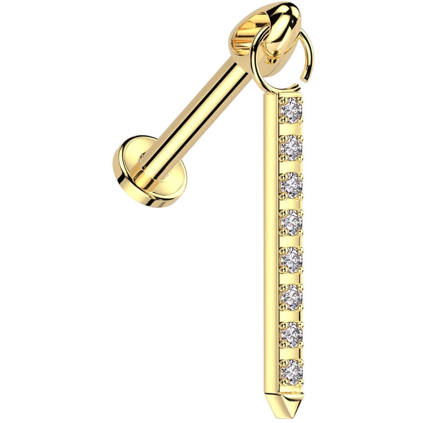 Titanio Labret Barra Penente di Zirconi Filettatura Interna