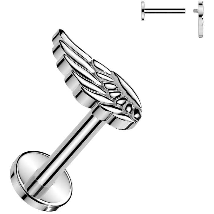 Titanium Labret angel wing Internally Threaded